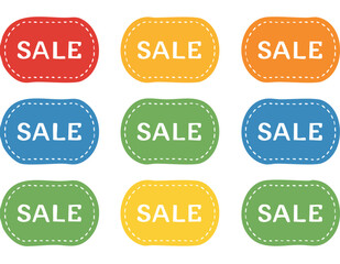 set of colorful sale stickers