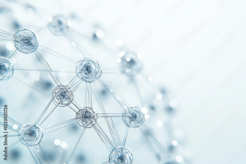 Poster minimalist abstract digital network structure symbolizing connection, communication, technology, big