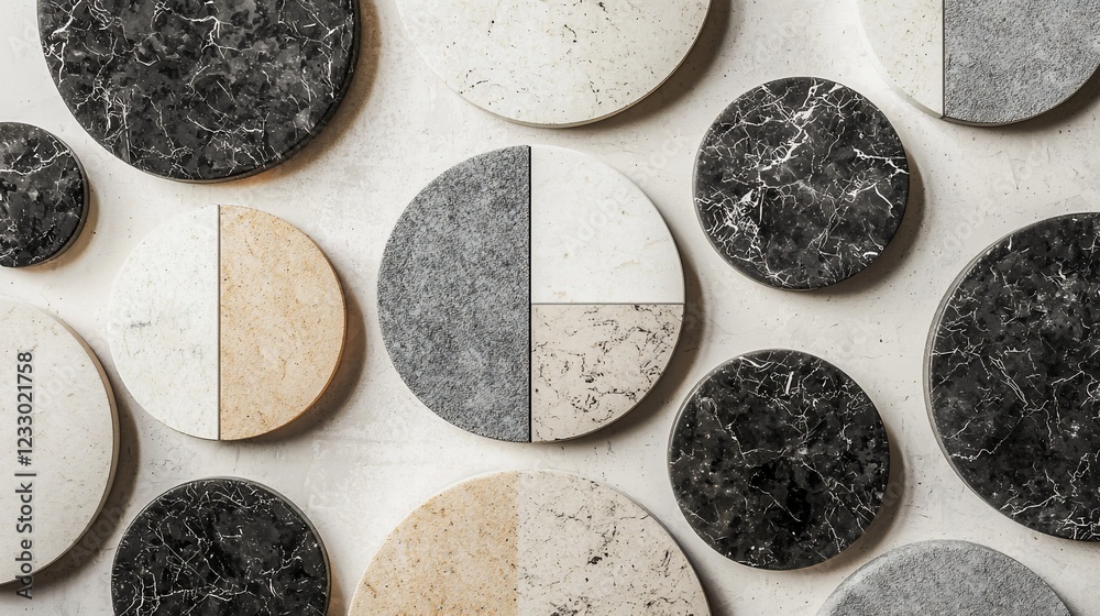 Aufkleber circular marble slabs arranged in geometric pattern