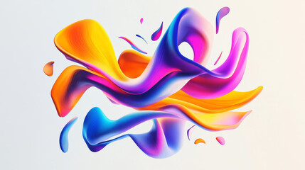 Naklejka premium abstract background with geometric twirl curvy geometric shapes modern futuristic colourful design on white background 3d rendering illustration