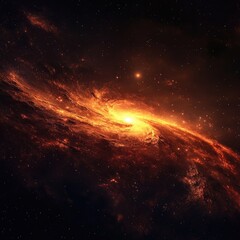 Obraz premium Vibrant Orange Galaxy Shining Brightly in the Depths of Space - A Stunning Night Sky Wallpaper