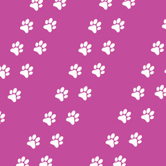 Animal Paw Print seamless pattern With Pink And White Color