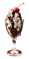 Decadent Chocolate Sundae with Whipped Cream and Cherry, An Irresistible Sweet Treat
