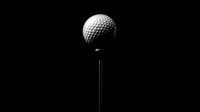 Golf Ball Perched on Tee: Ready for a Swing in a Competitive Course Setting
