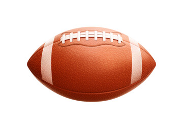 American football ball. Realistic classic brown leather rugby ball isolated on white background. Sports accessory for national cup, championship or competition. Vector 3d illustration