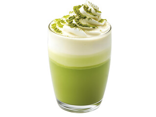 glass of matcha milk isolated on transparent background