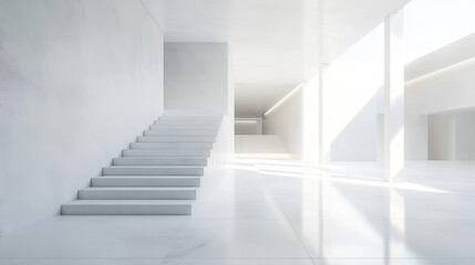 abstract white background architecture warehouse hall 3d render illustration