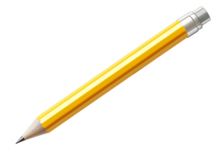 pencil and eraser isolated on transparent background