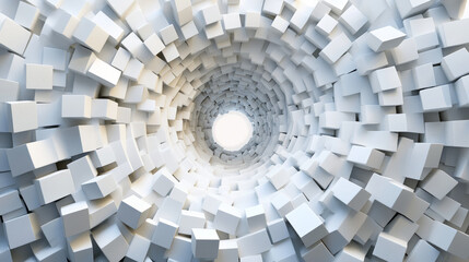 Fototapeta premium abstract white squares forming a ring swirl structure spiral illustration 3d render illustration