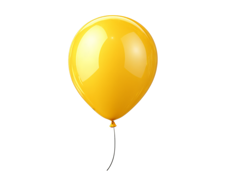  yellow balloons isolated on transparent background