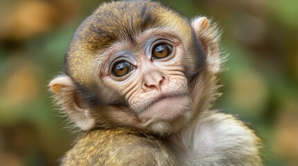 Barbary Macaque Enjoying the Outdoors in Gibraltar: A Captivating View of this Brown Mammal on the British Peninsula