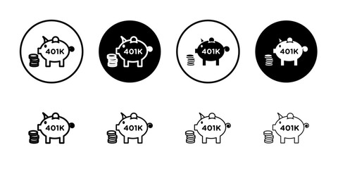 401k retirement savings icon Outline thin set pack series