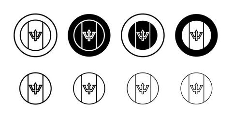 Barbados country flag icon Outline thin set pack series