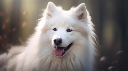 Obraz premium Portrait of a Cute White Samoyed Dog - A Perfect Pet and Companion