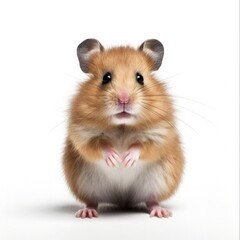 Red Hamster Tiptoeing in Isolated Background - Fun Pet Mammal