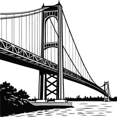 Verrazzano-Narrows Bridge, New York California is one of the most famous bridges in the United States. silhouette vector png