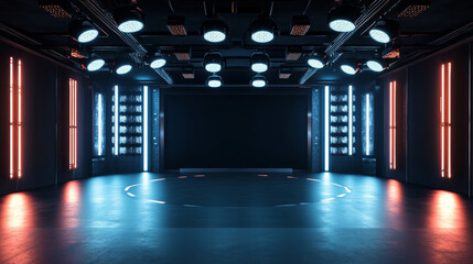 360 degree full panorama environment map of black minimalistic studio environment with bright lights and reflections 3d render illustration hdri hdr vr virtual reality. 3D Illustration