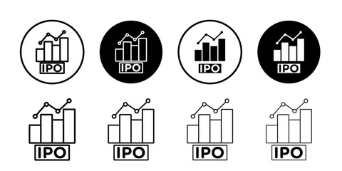 IPO Initial public offering icon Outline thin set pack series