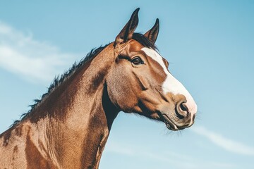 Obraz premium Stunning Portrait of a Mule Against a Bright Blue Sky with a Focus on Its Unique Features