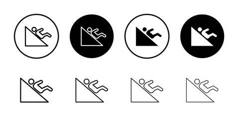 Man slide on slope icon Outline thin set pack series
