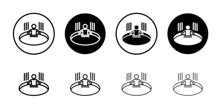 Man relaxing in jacuzzi icon Outline thin set pack series