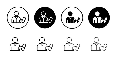 Pharmacist icon Outline thin set pack series