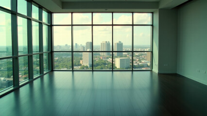 Bright Room with Unobstructed Panoramic View of the City Skyline