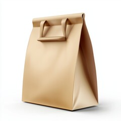 Takeaway paper bag mockup for food delivery with a blank surface for branding, isolated on a clean white background