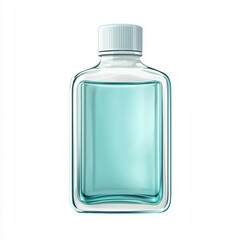 Refreshing mint mouthwash bottle with a transparent blue tint, centered on a clean white background