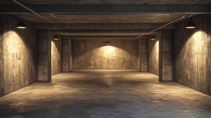 dark industrial concrete basement background backdrop wallpaper 3d render illustration