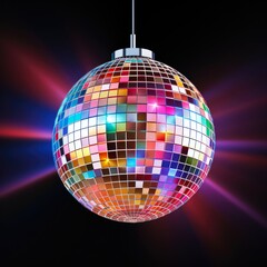 Obraz premium Shiny Disco Ball Isolated on White Background. Brightly Illuminated Decoration Perfect for Club and Music-Themed Fun