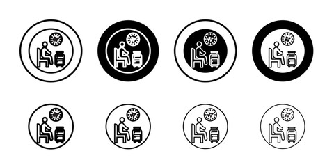 Traveler sitting in the airport lounge icon Outline thin set pack series