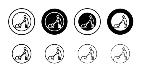 Worker digging icon Outline thin set pack series