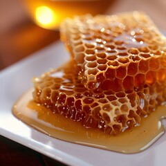 Honeycomb, honey, drips, plate, kitchen, background,  food, photography