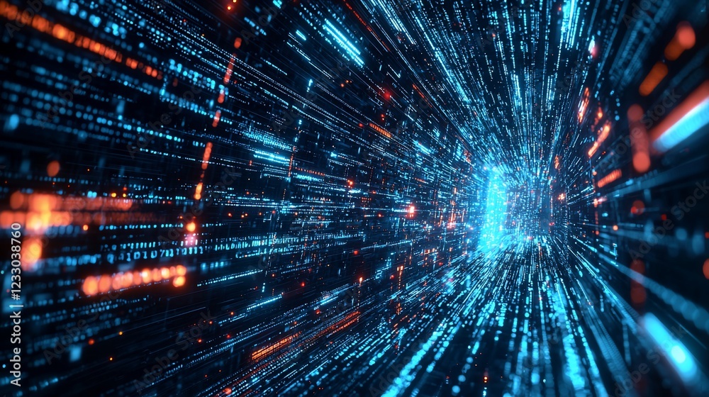 Aufkleber abstract digital data stream tunnel visualization