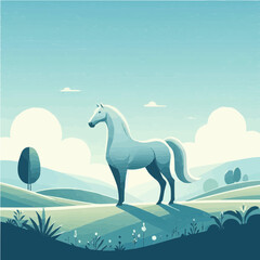 horse in the wild illustration