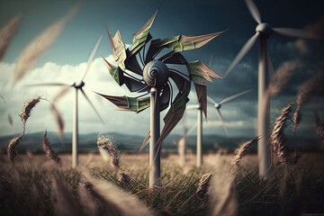 Wind turbines in the field