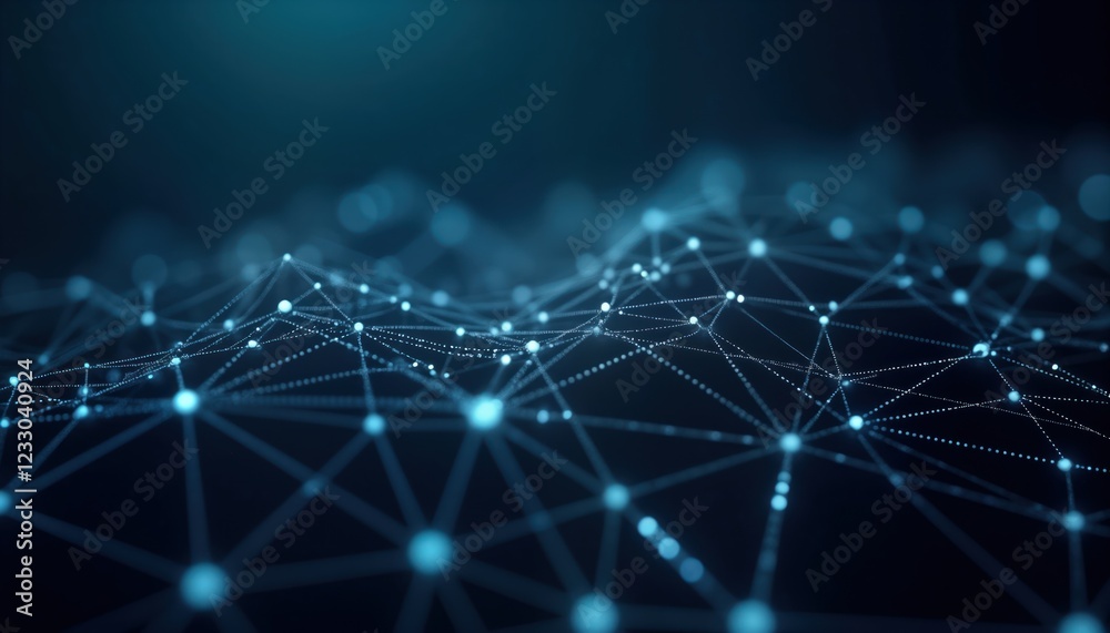 Poster abstract tech network. complex plexus lines, shapes. futuristic digital illustration. bright glowing