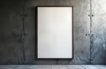 Blank shop sign mockup on concrete wall. Modern urban design. Empty sign displays versatility. Versatile business presentation. Blank template. Customizable design. Commercial display. Exterior