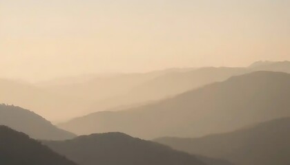 Obraz premium Hazy Mountain Ranges at Sunset Golden Hues