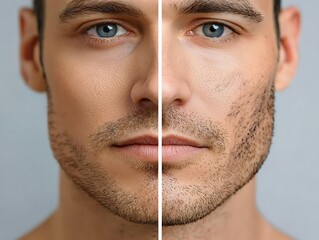 Before and After Tattoo Removal Man before and after laser tattoo removal procedures closeup comparison collage Laser and cosmetic procedure for smooth and clean healthy skin