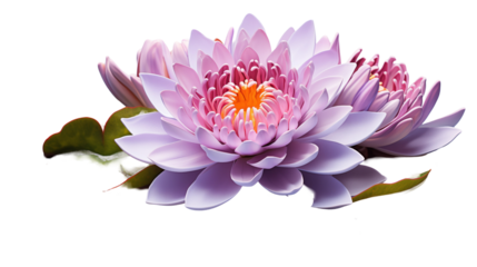 Purple Water Lilies Serene Floating Blooms, Peaceful Nature for Spa Themes, isolated on transparent background.