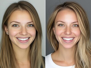 Before and after smile transformation with gummy smile correction and ceramic veneers