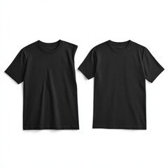 two black t-shirts mockup isolated on white background