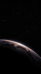 Fototapeta premium Distant Planet with Shining Stars in the Distance, stellar expanse, planet, luminous clouds, radiant, celestial