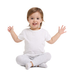 Cute little baby girl on white background