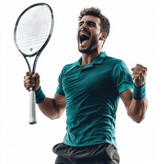 male tennis player celebrating victory