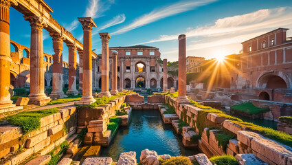 amazing Baths of Caracalla Italy Rome sunny day