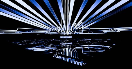 Abstract 3D render of a Quantum Computer, A Sci-fi technology backdrop with a giant super computer, Data server, Quantum computing, High Speed Processing, AI and Machine Learning Concept