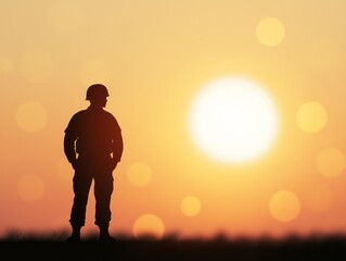 Dawn of Hope: Silhouette of Glowing Sunrise on Battlefield Signaling New Beginnings